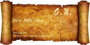 Orr Mátka névjegykártya